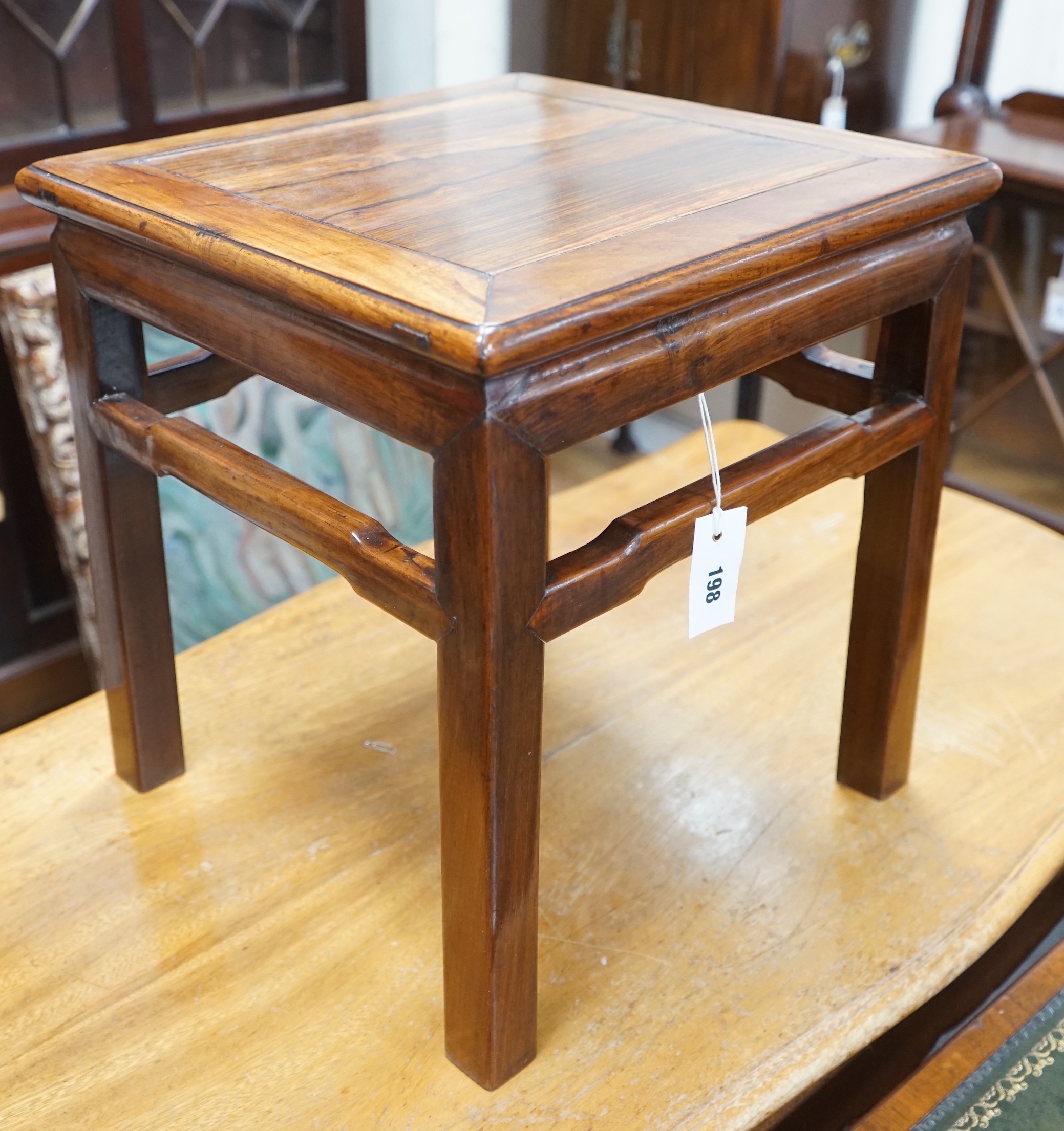 A Chinese huanghuali stool, 19th century, 41cm wide, 41cm deep, 44cm high